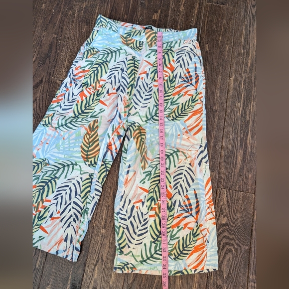 Tahari Tropical Print Wide Leg Pants 100% Linen - Picture 6 of 6